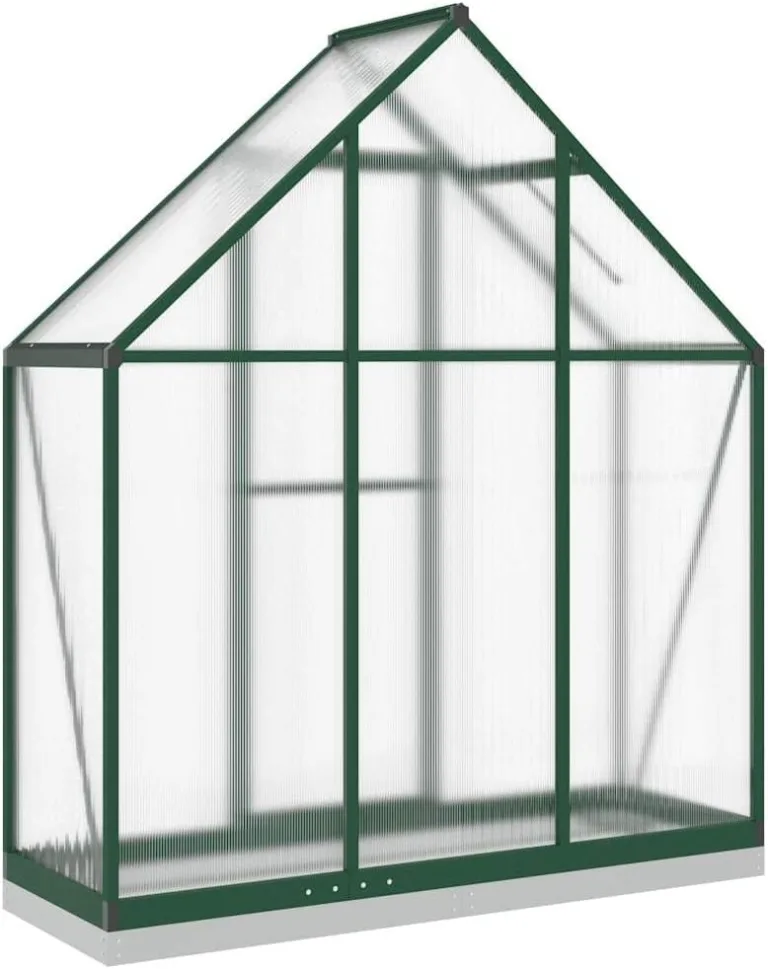 Gewächshaus mit Fundamentrahmen Gewächshaus Aluminium Gewächshaus Winterfest Garten Treibhaus Pflanzenhaus-Grün-169 x 58 x 202 cm – Bild 6