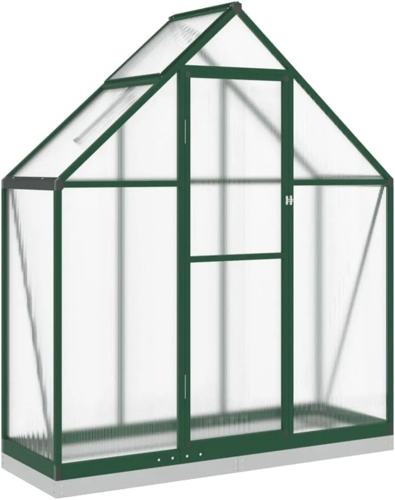 Gewächshaus mit Fundamentrahmen Gewächshaus Aluminium Gewächshaus Winterfest Garten Treibhaus Pflanzenhaus-Grün-169 x 58 x 202 cm – Bild 3