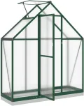 Gewächshaus mit Fundamentrahmen Gewächshaus Aluminium Gewächshaus Winterfest Garten Treibhaus Pflanzenhaus-Grün-169 x 58 x 202 cm - Thumbnail 7