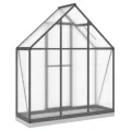 Gewächshaus mit Fundamentrahmen Gewächshaus Aluminium Gewächshaus Winterfest Garten Treibhaus Pflanzenhaus-Anthrazit-169 x 58 x 202 cm - Thumbnail 5