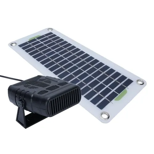 GOWENIC Tragbare Solarpanel-Heizung, 30 W Solarpanel-Heizung für Schuppen, Gewächshausheizungen Powered Kit, Trocknung Heizung Haustierhaus, Warmwind-Set, für Camping, Wohnmobil, Trocknen & Heizung – Bild 1