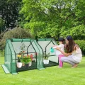 Gewächshaus PE Gewächshäuser Ersatzabdeckung Wasserdicht Mini Gewächshaus Außenhülle mit aufrollbarem Reißverschluss Tür Isoliermatte für Indoor Outdoor Garten Pflanzenwachstumsschutz - Thumbnail 4