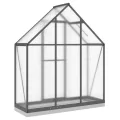 Hommdiy Gewächshaus mit Fundamentrahmen Garten Treibhaus Pflanzenhaus Hohlkammerplatten Tomatenhaus Anthrazit 169x58x202 cm Alu - Thumbnail 5