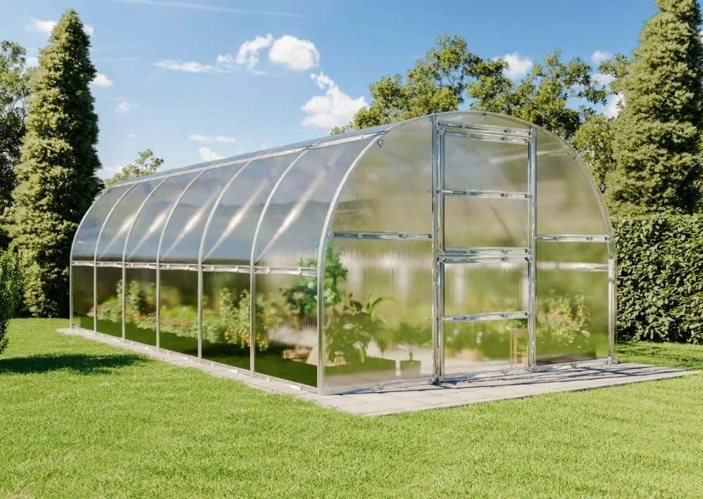 Gewächshaus Estragon 3x6m Gewächshaus aus Metall in Silber, Anzuchthaus mit 6 mm Wandstärke Treibhaus - Bild 1