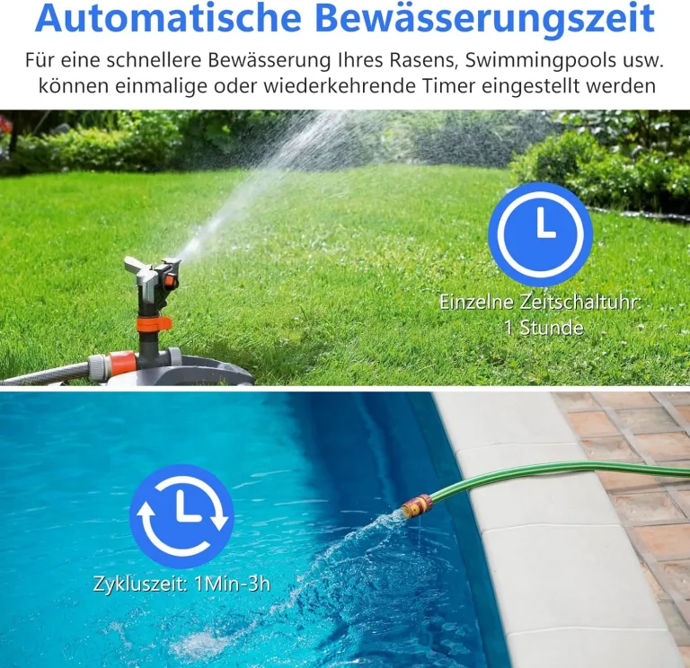 HITRENDS Bewässerungscomputer 2 Ausgänge, Großem LED-Display, Bewässerungs-Timer mit Regenverzögerung/manueller Übersteuerung/Wasserhahn-Timer, geeignet für Gärten, Rasenflächen und Topfpflanzen. – Bild 6