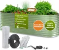 TTL GARDEN 240x80x80cm Nature L Metall Hochbeet Salbei Grün - Stahl rostfrei verzinkt & lackiert Wellblech oval 80cm hoch sehr stabil Garten Beet für Gemüse Kräuter Blumen Gartenbeet Gemüsebeet - Thumbnail 1