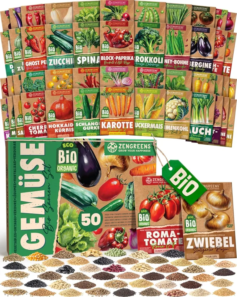 Bio Gemüsesamen im 50er Set - 50 Gemüse Samen für den einfachen Anbau im Garten, Balkon oder Hochbeet - Pflanzensamen - Saatgut – Bild 1
