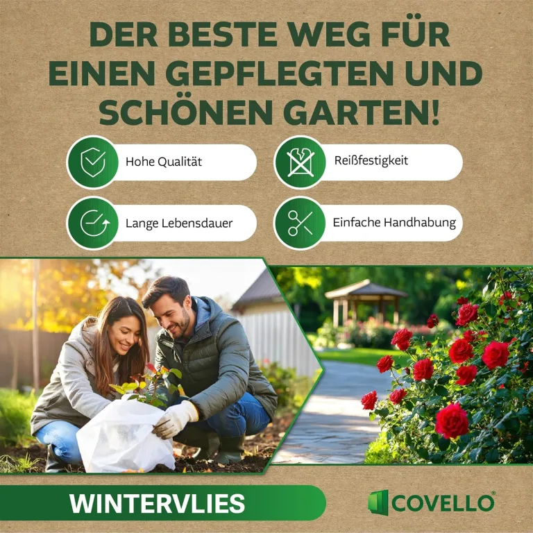 Covello Winterschutz für Pflanzen außen – Wintervlies 50g/m² – Winterschutzvlies für Kübelpflanzen – Gartenvlies Frostschutzvlies 32m² (20m x 1,6m) – Reißfest, UV-beständig – Frostschutz Pflanzen – Bild 5