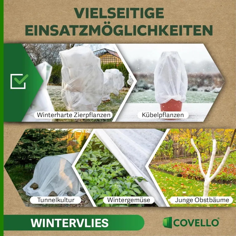 Covello Winterschutz für Pflanzen außen – Wintervlies 50g/m² – Winterschutzvlies für Kübelpflanzen – Gartenvlies Frostschutzvlies 32m² (20m x 1,6m) – Reißfest, UV-beständig – Frostschutz Pflanzen – Bild 7