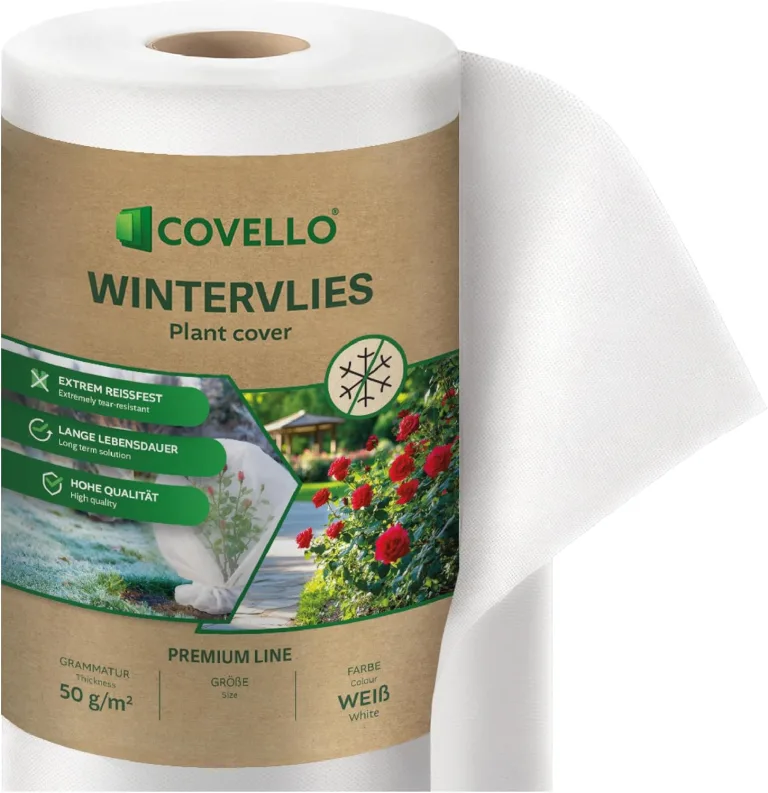 Covello Winterschutz für Pflanzen außen – Wintervlies 50g/m² – Winterschutzvlies für Kübelpflanzen – Gartenvlies Frostschutzvlies 40m² (25m x 1,6m) – Reißfest, UV-beständig – Frostschutz Pflanzen – Bild 8