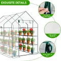 LEADZM Gewächshaus mit UV-beständiger PE-Gitterfolie，12 Metallablagegittern, Sturm-Winterfest, Schutz vor Kälte,Frost, Anzucht für Tomaten & Pflanzen, Balkon Garten (Transparent, 142 x 216 x 196 cm) - Thumbnail 2
