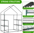 LEADZM Gewächshaus mit UV-beständiger PE-Gitterfolie，4 Metallablagegittern, Sturm-Winterfest, Schutz vor Kälte,Frost, Anzucht für Tomaten & Pflanzen, Balkon Garten (Grün, 142 x 74 x 196 cm) - Thumbnail 4