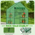 LEADZM Gewächshaus mit UV-beständiger PE-Gitterfolie，4 Metallablagegittern, Sturm-Winterfest, Schutz vor Kälte,Frost, Anzucht für Tomaten & Pflanzen, Balkon Garten (Grün, 142 x 74 x 196 cm) - Thumbnail 3