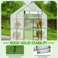 LEADZM Gewächshaus mit UV-beständiger PE-Gitterfolie，4 Metallablagegittern, Sturm-Winterfest, Schutz vor Kälte,Frost, Anzucht für Tomaten & Pflanzen, Balkon Garten (Transparent, 142 x 74 x 196 cm) - Thumbnail 2