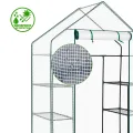 LEADZM Gewächshaus mit UV-beständiger PE-Gitterfolie，4 Metallablagegittern, Sturm-Winterfest, Schutz vor Kälte,Frost, Anzucht für Tomaten & Pflanzen, Balkon Garten (Transparent, 142 x 74 x 196 cm) - Thumbnail 7