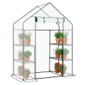 LEADZM Gewächshaus mit UV-beständiger PE-Gitterfolie，4 Metallablagegittern, Sturm-Winterfest, Schutz vor Kälte,Frost, Anzucht für Tomaten & Pflanzen, Balkon Garten (Transparent, 142 x 74 x 196 cm) - Thumbnail 1