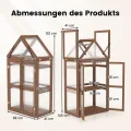 GOPLUS Mini Gewächshaus, 3-stöckiges Anzuchthaus, Treibhaus Holz, erhöhtes Pflanzenbeet mit transparentem Doppeltüren & aufklappbarem Dach, Frühbeet Tomatenhaus Aufzuchtschrank für Garten, Hof, Balkon - Thumbnail 3