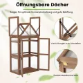 GOPLUS Mini Gewächshaus, 3-stöckiges Anzuchthaus, Treibhaus Holz, erhöhtes Pflanzenbeet mit transparentem Doppeltüren & aufklappbarem Dach, Frühbeet Tomatenhaus Aufzuchtschrank für Garten, Hof, Balkon - Thumbnail 6