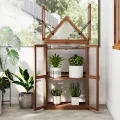 GOPLUS Mini Gewächshaus, 3-stöckiges Anzuchthaus, Treibhaus Holz, erhöhtes Pflanzenbeet mit transparentem Doppeltüren & aufklappbarem Dach, Frühbeet Tomatenhaus Aufzuchtschrank für Garten, Hof, Balkon - Thumbnail 9