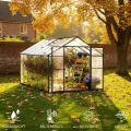 Aluminium Gewächshaus mit Fundament – 361*238*210 cm, Treibhaus, Tomatengewächshaus, Frühbeet, Greenhouse Grau - Thumbnail 6