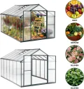 Aluminium Gewächshaus mit Fundament – 361*238*210 cm, Treibhaus, Tomatengewächshaus, Frühbeet, Greenhouse Grau - Thumbnail 7