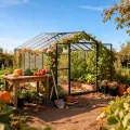 Aluminium Gewächshaus mit Fundament – 361*238*210 cm, Treibhaus, Tomatengewächshaus, Frühbeet, Greenhouse Grau - Thumbnail 1