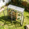 Anlehngewächshaus Aluminium Beistell-Gewächshaus (Grau) – 180x55x190cm, 3 Türen & 2 Oberlicht, geeignet für Zitronenbaum-Töpfe, Chrysanthemen & weitere Pflanzen, Greenhouse - Thumbnail 1