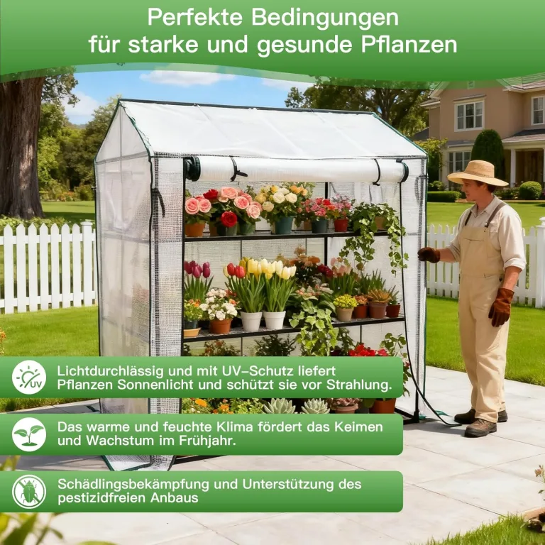 Foliengewächshaus Gewächshaus 130x90x150 cm, Begehbarers Tomaten Gewächshaus überwinterungszelt für Pflanzen,pflanzenschutz Winter Winterfest, UV-Beständig – Bild 5