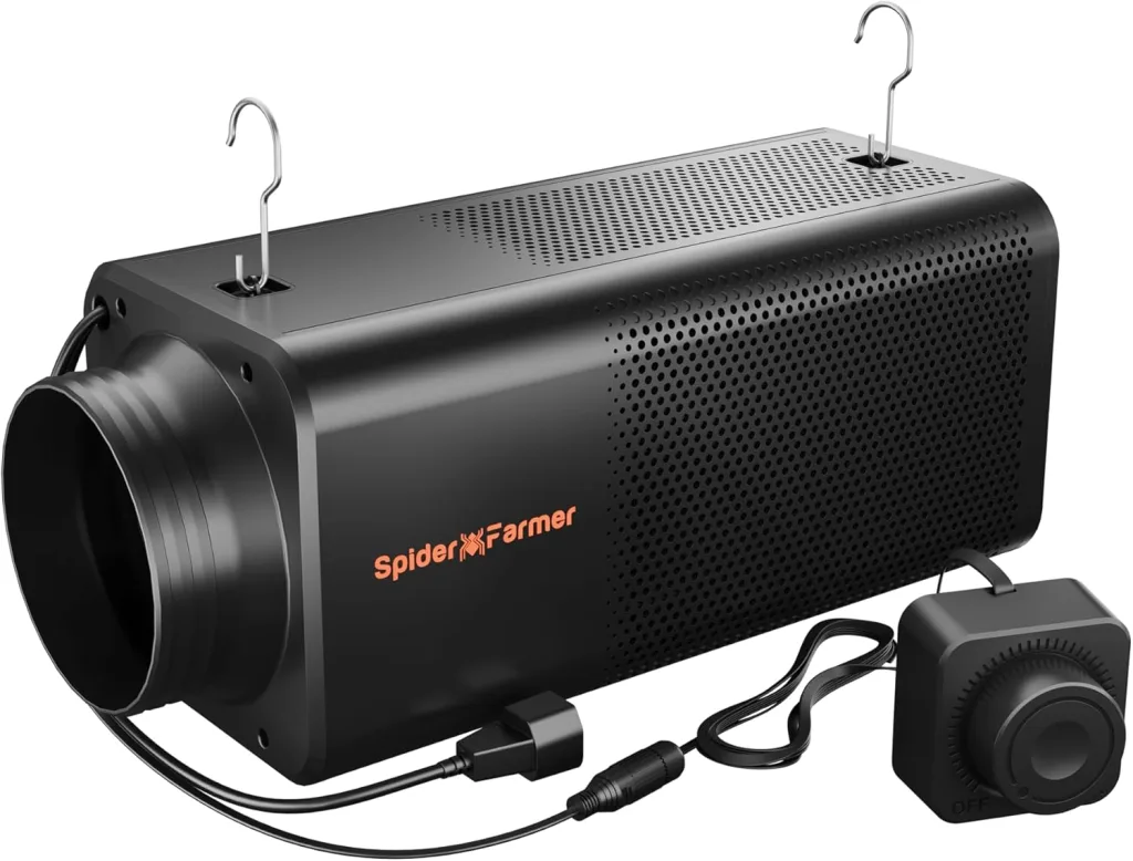 Spider Farmer 2 in 1 Aktivkohlefilter Abluft Lüfter, Rohrventilator 150mm/6 Inch Abluftset, mit RJ12 Drehzahlregler, 62W Grow Ventilator, 345 CFM abluftventilator für Growzelt, Growbox