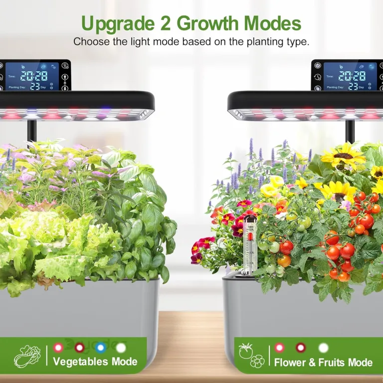 Hydroponisches Anzuchtsystem Kit 12 Kapseln, Smart Herb Garden mit 24W Vollspektrum-LED-Wachstumslicht, Indoor-Garten-Pflanzgefäß für Zuhause/Büro/Schule (Silber) – Bild 4