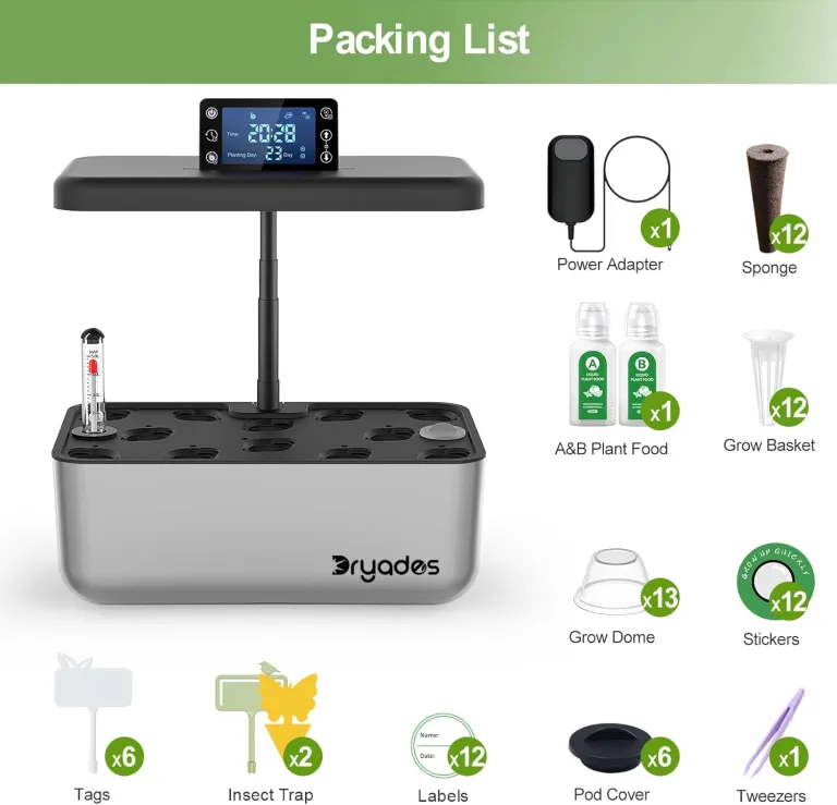 Hydroponisches Anzuchtsystem Kit 12 Kapseln, Smart Herb Garden mit 24W Vollspektrum-LED-Wachstumslicht, Indoor-Garten-Pflanzgefäß für Zuhause/Büro/Schule (Silber) – Bild 7