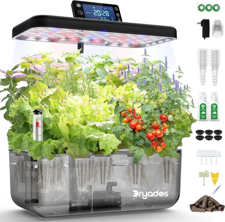 Hydroponisches Anzuchtsystem Kit 12 Pods, Smart Herb Garden mit 24W Vollspektrum-LED-Wachstumslicht, Indoor-Garten-Pflanzgefäß für Zuhause/Büro/Schule (Transluzent Schwarz)