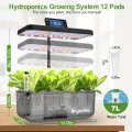 Hydroponisches Anzuchtsystem Kit 12 Pods, Smart Herb Garden mit 24W Vollspektrum-LED-Wachstumslicht, Indoor-Garten-Pflanzgefäß für Zuhause/Büro/Schule (Transluzent Schwarz) - Thumbnail 5