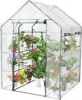 Gewächshaus, 100*50*150 cm Überwinterungszelt für Pflanzen, Foliengewächshaus mit Gitternetzfolie, Hochbeet mit Abdeckung, Anzuchthaus für Tomaten, Gemüse, Obst, Blumen, Garten, Balkon, Weiß - Thumbnail 8