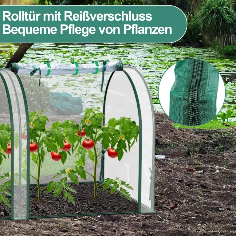 Gewächshaus, 180*90*90 cm Winterzelt für Pflanzen Frostschutz, Schrägdachstil Foliengewächshaus mit Gitternetzfolie, Hochbeet mit Abdeckung, Anzuchthaus für Garten zur Aufzucht, Weiß – Bild 4