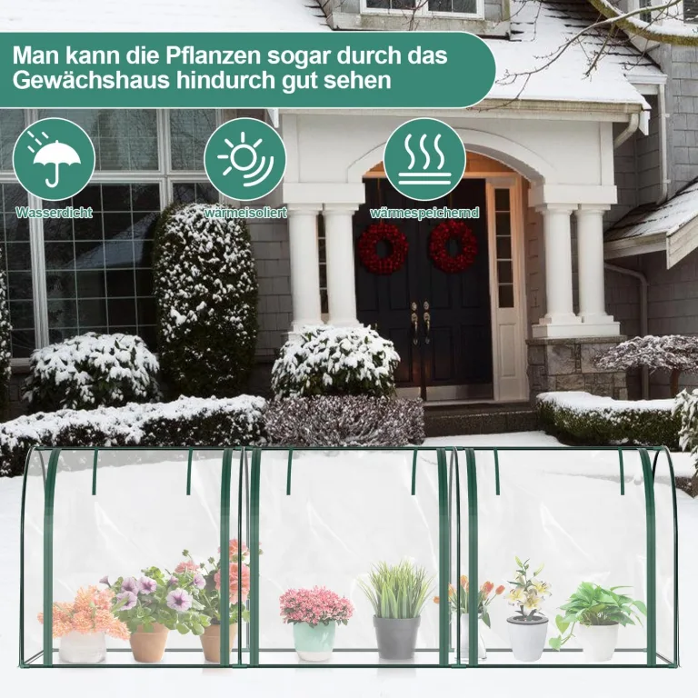 Gewächshaus, 180*90*90 cm Winterzelt für Pflanzen Frostschutz, Schrägdachstil Foliengewächshaus mit Gitternetzfolie, Hochbeet mit Abdeckung, Anzuchthaus für Garten zur Aufzucht, Weiß – Bild 6
