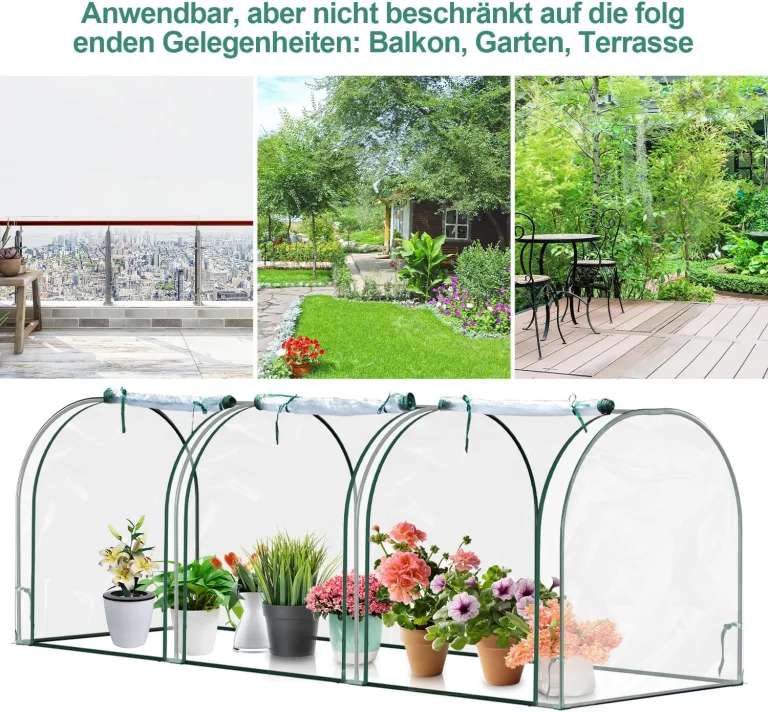 Gewächshaus, 180*90*90 cm Winterzelt für Pflanzen Frostschutz, Schrägdachstil Foliengewächshaus mit Gitternetzfolie, Hochbeet mit Abdeckung, Anzuchthaus für Garten zur Aufzucht, Weiß – Bild 7