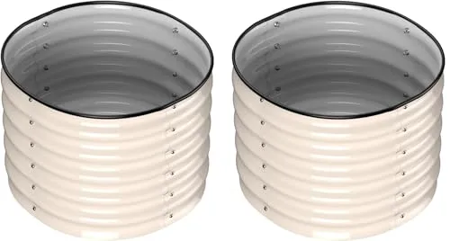 HOFGARTEN - Rundes Hochbeet aus Metall 60x60x42 cm (LxBxH) - Hochbeet für den Garten mit offenem Boden - 42 cm Höhe - Rostfrei, Schneller Aufbau, Modernes Design (2er Set, Salbei) – Bild 6