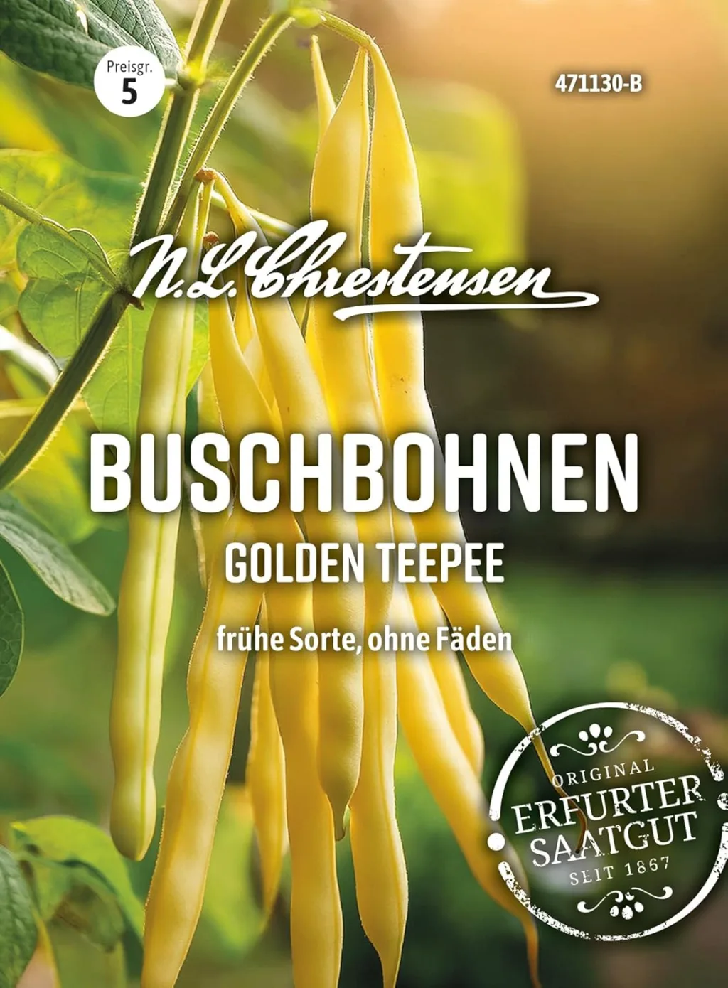 Chrestensen Saatgut Buschbohnen Golden Teepee Gluckentyp