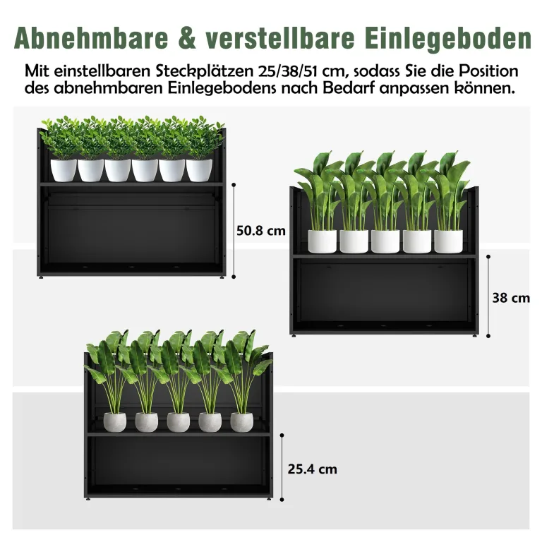 Blumenkasten Hoch Metall Pflanzkübel Rechteckig 96 cm lang XXL Schmal Groß & Wetterfest Dekoratives Hochbeet für Balkon Draußen Garten Terrasse Outdoor – Bild 4