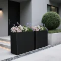 Blumenkasten Hoch Metall Pflanzkübel Rechteckig 96 cm lang XXL Schmal Groß & Wetterfest Dekoratives Hochbeet für Balkon Draußen Garten Terrasse Outdoor - Thumbnail 2