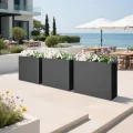 Blumenkasten Hoch Metall Pflanzkübel Rechteckig 96 cm lang XXL Schmal Groß & Wetterfest Dekoratives Hochbeet für Balkon Draußen Garten Terrasse Outdoor - Thumbnail 7