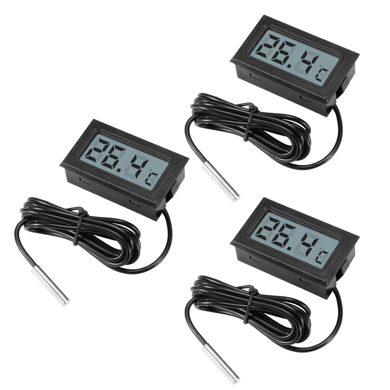 Digital LCD Thermometer Temperatur,APKLVSR Mini Thermometer Temperatur Tester mit Externem Sensor für Kühlschrank,Gefrierschrank, Aquarium(3 Stück) - Bild 1