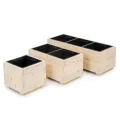 Blumentopf Holz - Pflanzkübel Übertopf Blumenkasten - mit DREI Kunststoffeinsätzen Herausnehmbar - 91 x 33 x 32 cm - Naturholz 91KAN3332 - Thumbnail 4