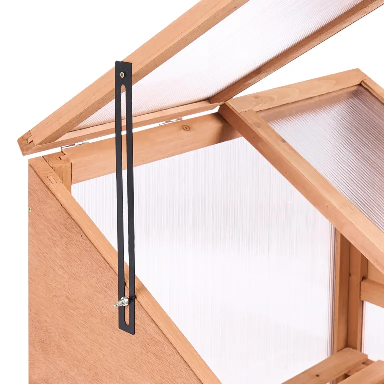 Balkon Mini-Gewächshaus Holz Hellbraun 49x67 cm mit Türen Dachfenster Volvera – Bild 8