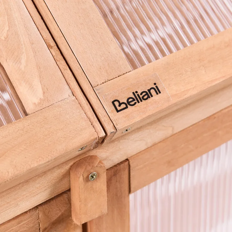 Balkon Mini-Gewächshaus Holz Hellbraun 49x67 cm mit Türen Dachfenster Volvera – Bild 9