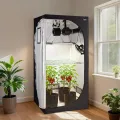 VEVOR Growzelt-Set, 100x100x200 cm, Gewächshauszelt mit Vollspektrum-LED-Zuchtlicht & Belüftungssystem, Pflanzenzelt 600D hochreflektierendes Mylar, Anzuchtzelte für Blumen und Gemüse - Thumbnail 8