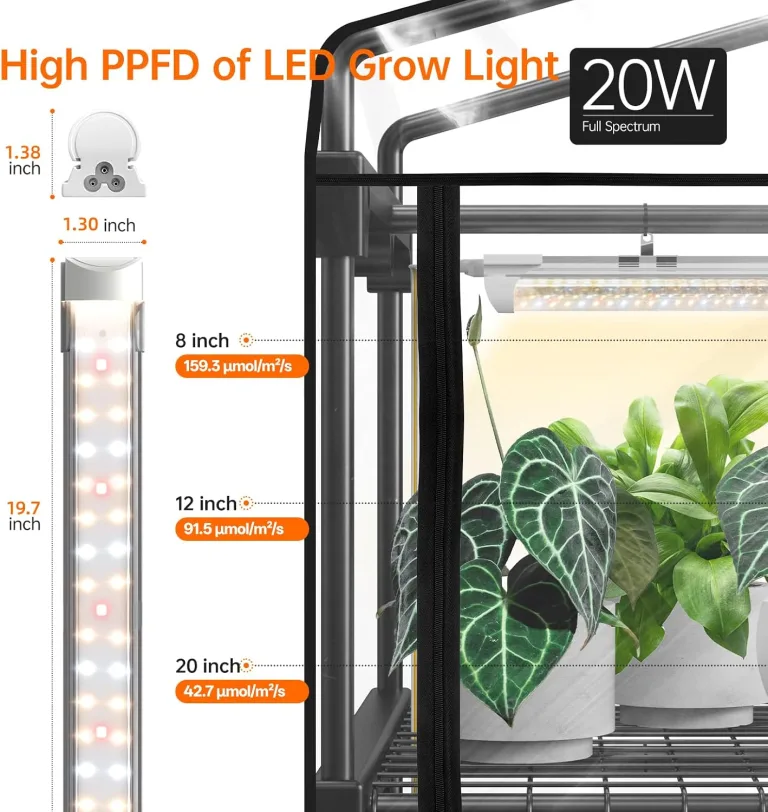 Bstrip Indoor-Gewächshaus, 4-stöckiges Foliengewächshaus mit Pflanzenlampe LED Vollspektrum, 159 cm Gewächshaus Klein zur Überwinterung von Pflanzen, ideal für Anbau, Keimlinge und Microgreens – Bild 4