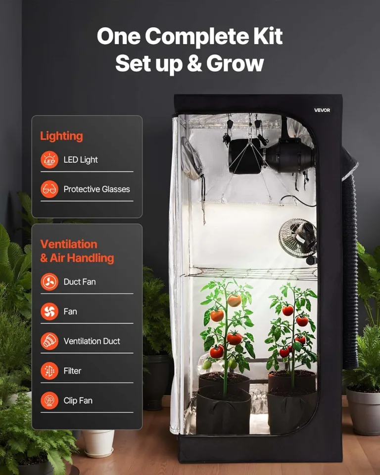 VEVOR Growzelt, 80x80x180 cm, Indoor-Pflanzenzelt mit Vollspektrum-LED-Zuchtlicht & Belüftungssystem, Growbox 600D hochreflektierendes Mylar, Zuchtzelte, Gewächshaus für Blumen & Gemüse – Bild 2