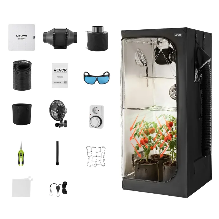 VEVOR Growzelt, 80x80x180 cm, Indoor-Pflanzenzelt mit Vollspektrum-LED-Zuchtlicht & Belüftungssystem, Growbox 600D hochreflektierendes Mylar, Zuchtzelte, Gewächshaus für Blumen & Gemüse – Bild 1